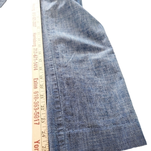 Lands’ End Womens Size 6 Chambray Mid Rise Slim Leg Pants Cropped Linen Look EUC - Picture 9 of 12